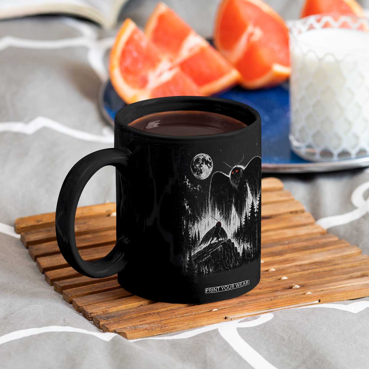 Mothman Howling at Moon 90s Retro Coffee Mug Funny West Virginia Cryptid