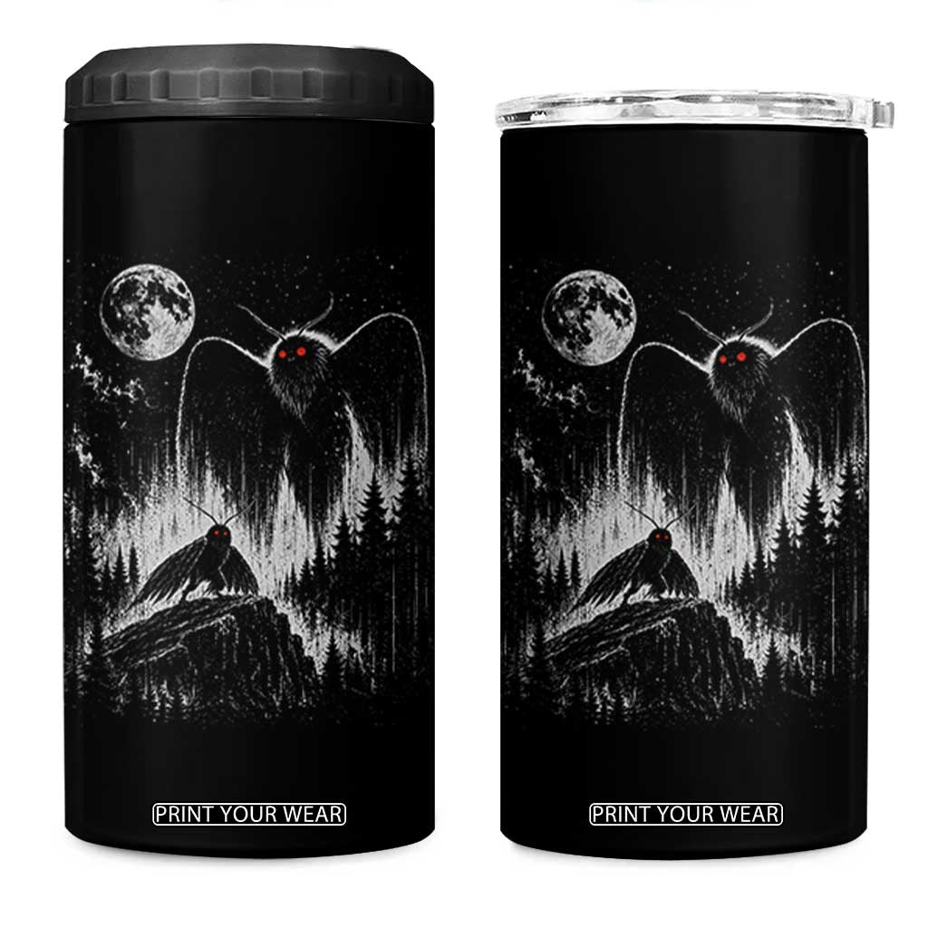 Mothman Howling at Moon 90s Retro 4 in 1 Can Cooler Tumbler Funny West Virginia Cryptid