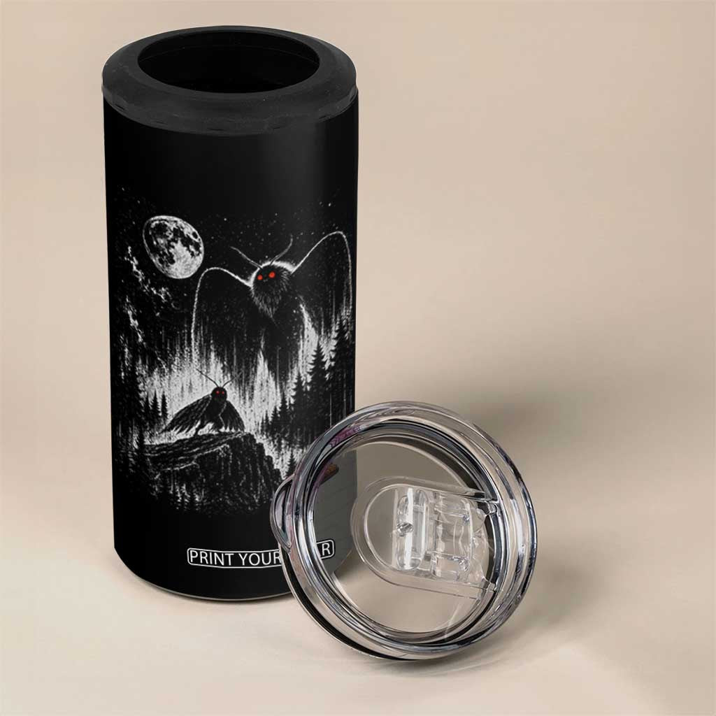 Mothman Howling at Moon 90s Retro 4 in 1 Can Cooler Tumbler Funny West Virginia Cryptid