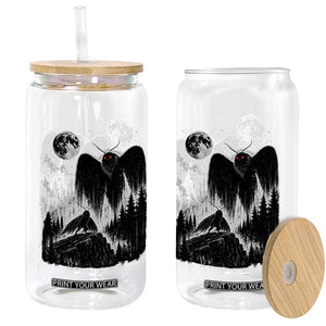Mothman Howling at Moon 90s Retro Glass Can Funny West Virginia Cryptid