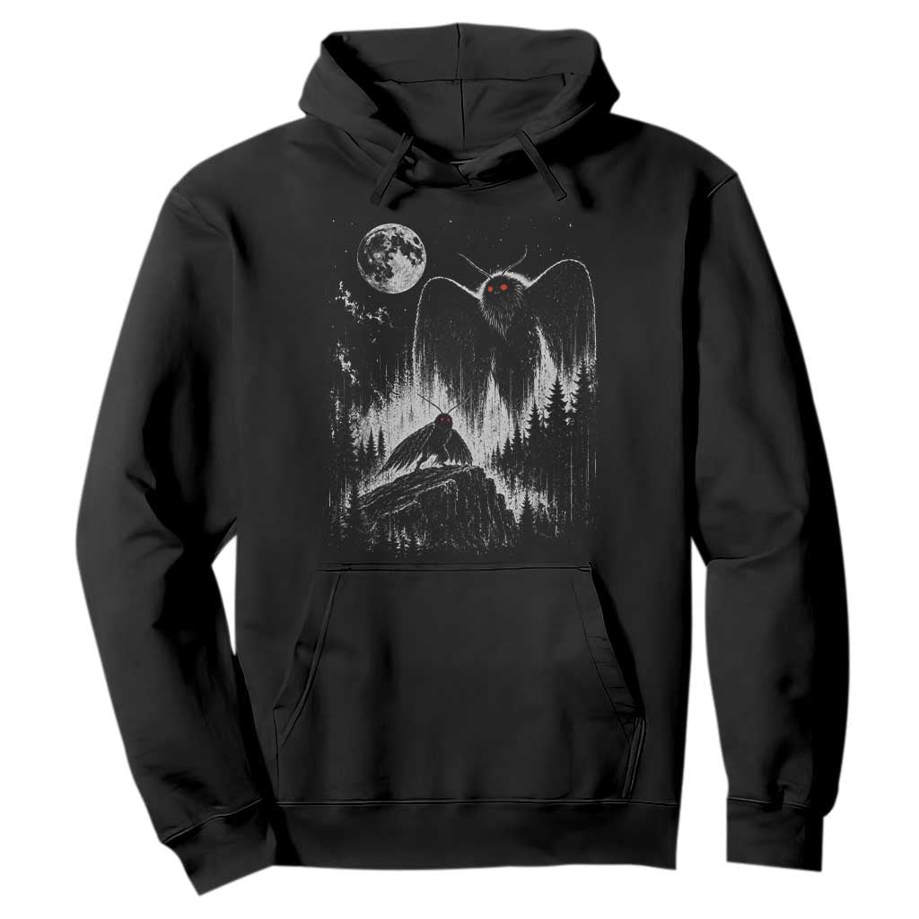 Mothman Howling at Moon 90s Retro Hoodie Funny West Virginia Cryptid