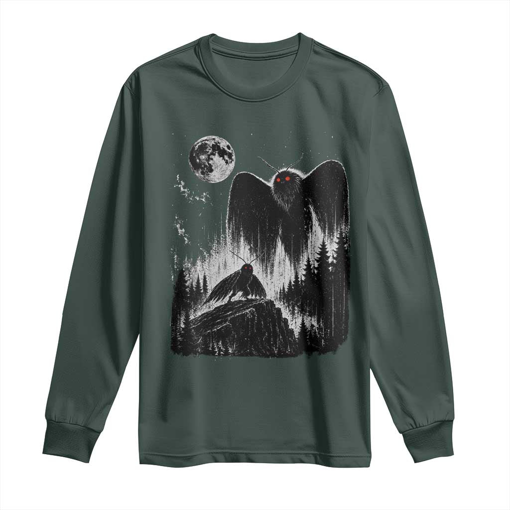 Mothman Howling at Moon 90s Retro Long Sleeve Shirt Funny West Virginia Cryptid