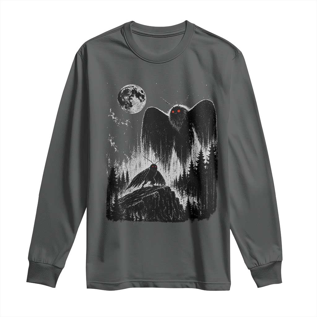 Mothman Howling at Moon 90s Retro Long Sleeve Shirt Funny West Virginia Cryptid