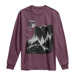 Mothman Howling at Moon 90s Retro Long Sleeve Shirt Funny West Virginia Cryptid