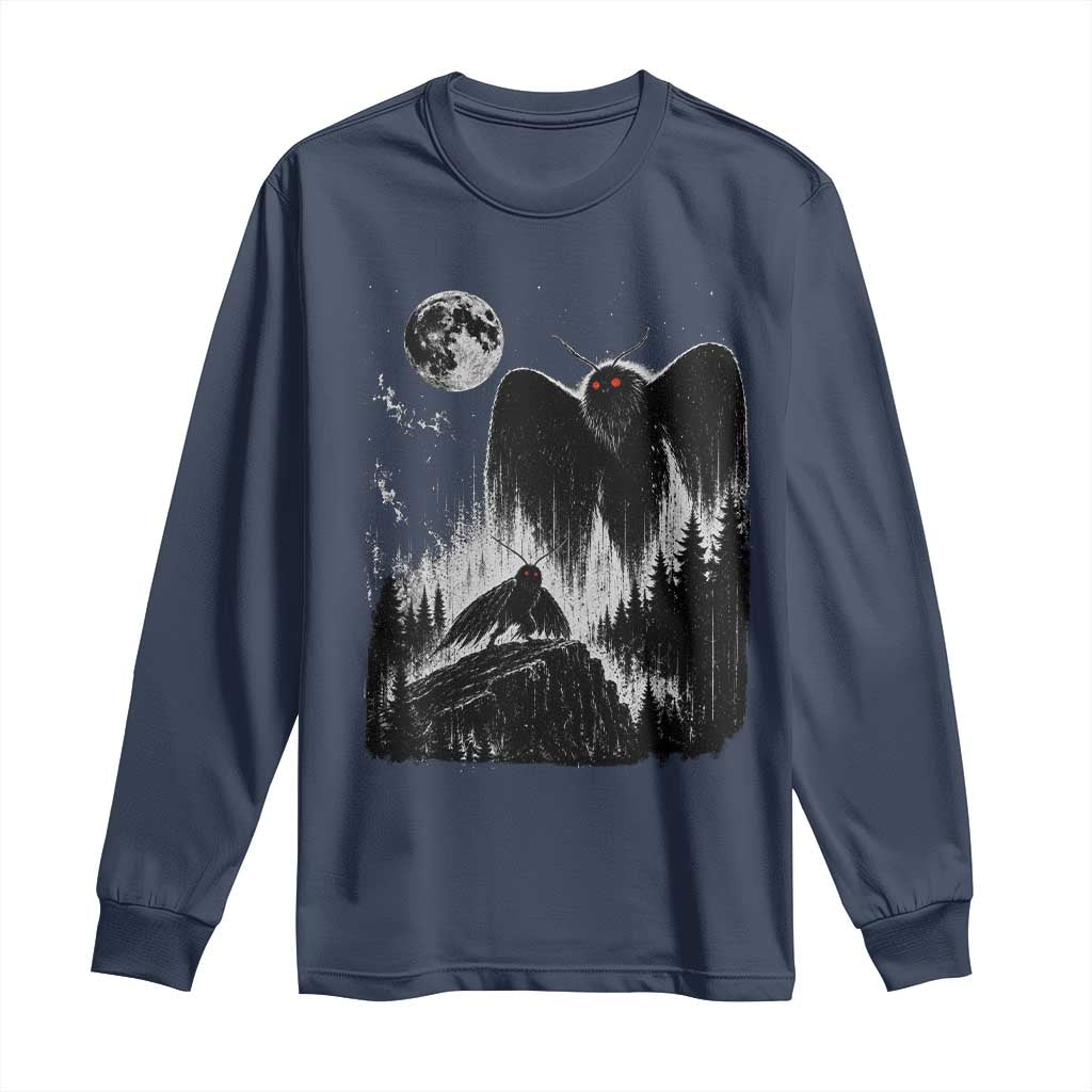 Mothman Howling at Moon 90s Retro Long Sleeve Shirt Funny West Virginia Cryptid