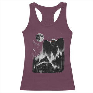 Mothman Howling at Moon 90s Retro Racerback Tank Top Funny West Virginia Cryptid