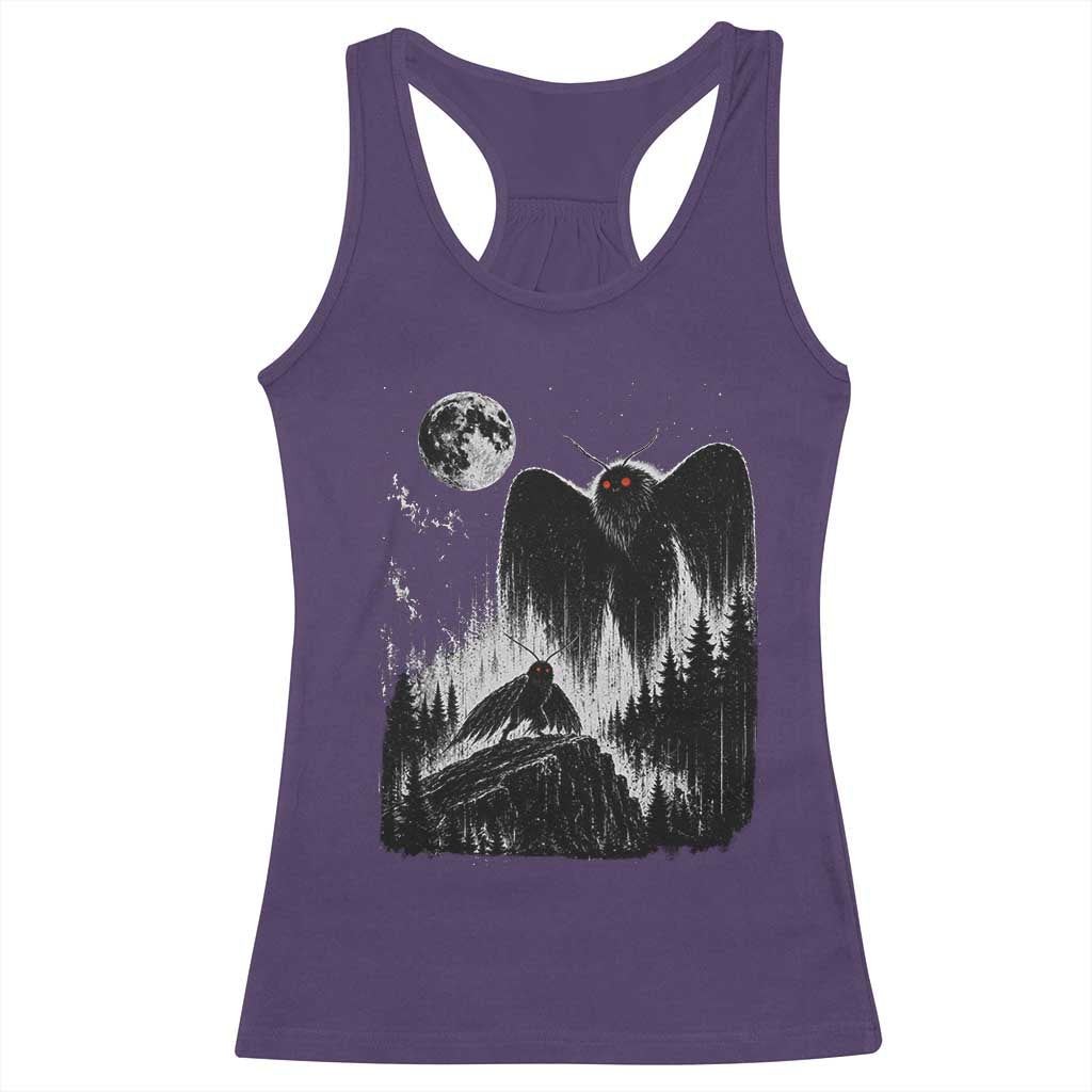 Mothman Howling at Moon 90s Retro Racerback Tank Top Funny West Virginia Cryptid