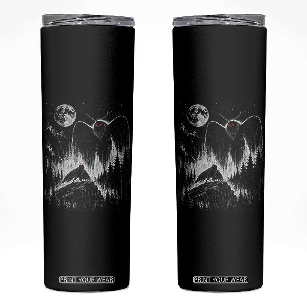 Mothman Howling at Moon 90s Retro Skinny Tumbler Funny West Virginia Cryptid TS11 Black Print Your Wear