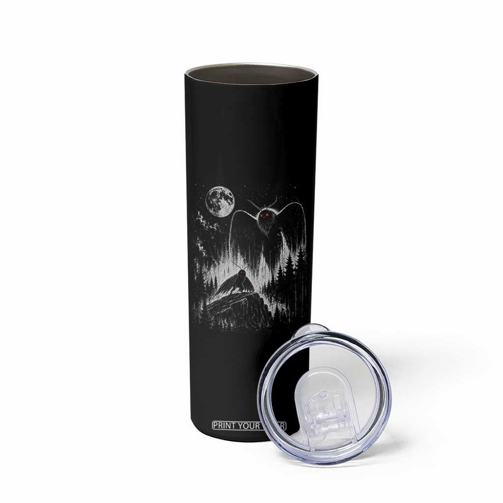 Mothman Howling at Moon 90s Retro Skinny Tumbler Funny West Virginia Cryptid