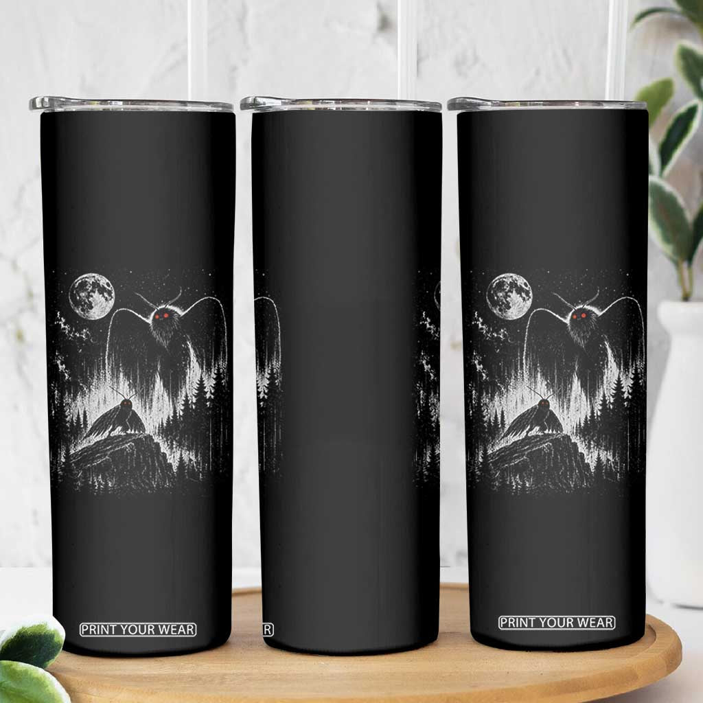 Mothman Howling at Moon 90s Retro Skinny Tumbler Funny West Virginia Cryptid