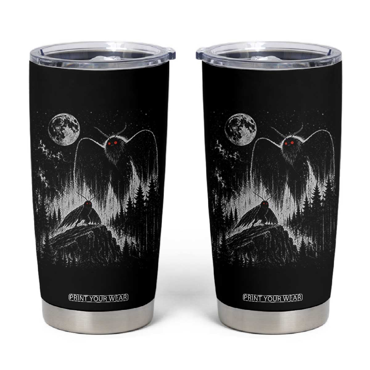 Mothman Howling at Moon 90s Retro Tumbler Cup Funny West Virginia Cryptid