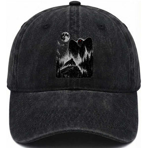 Mothman Howling at Moon 90s Retro Washed Cotton Baseball Cap Funny West Virginia Cryptid