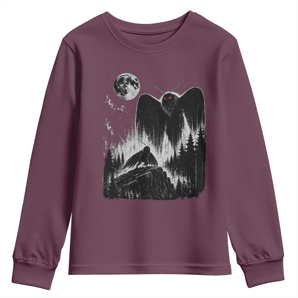 Mothman Howling at Moon 90s Retro Youth Sweatshirt Funny West Virginia Cryptid