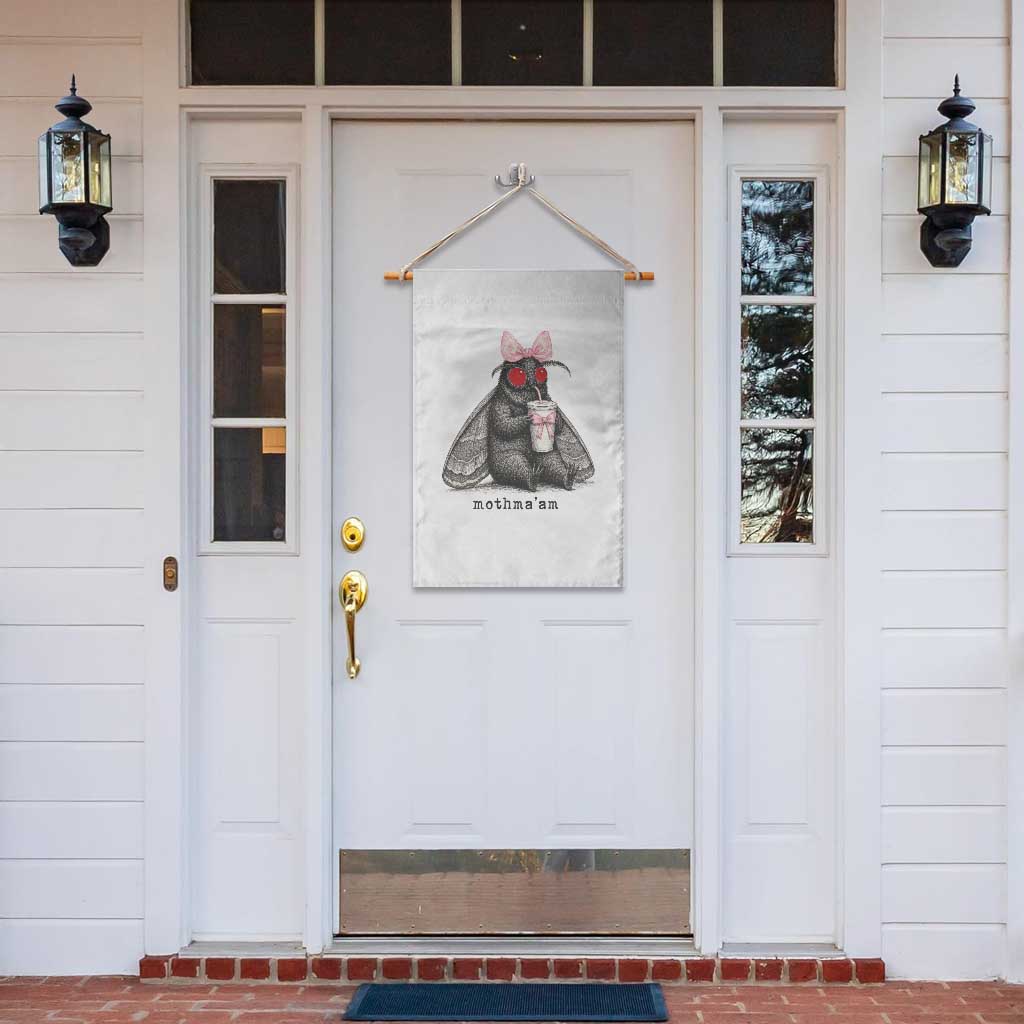 Funny Mothman Mothma'am Cute Pink Bow Coquette Garden Flag