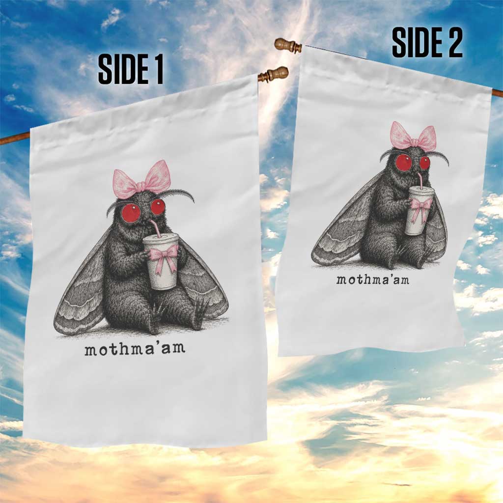 Funny Mothman Mothma'am Cute Pink Bow Coquette Garden Flag