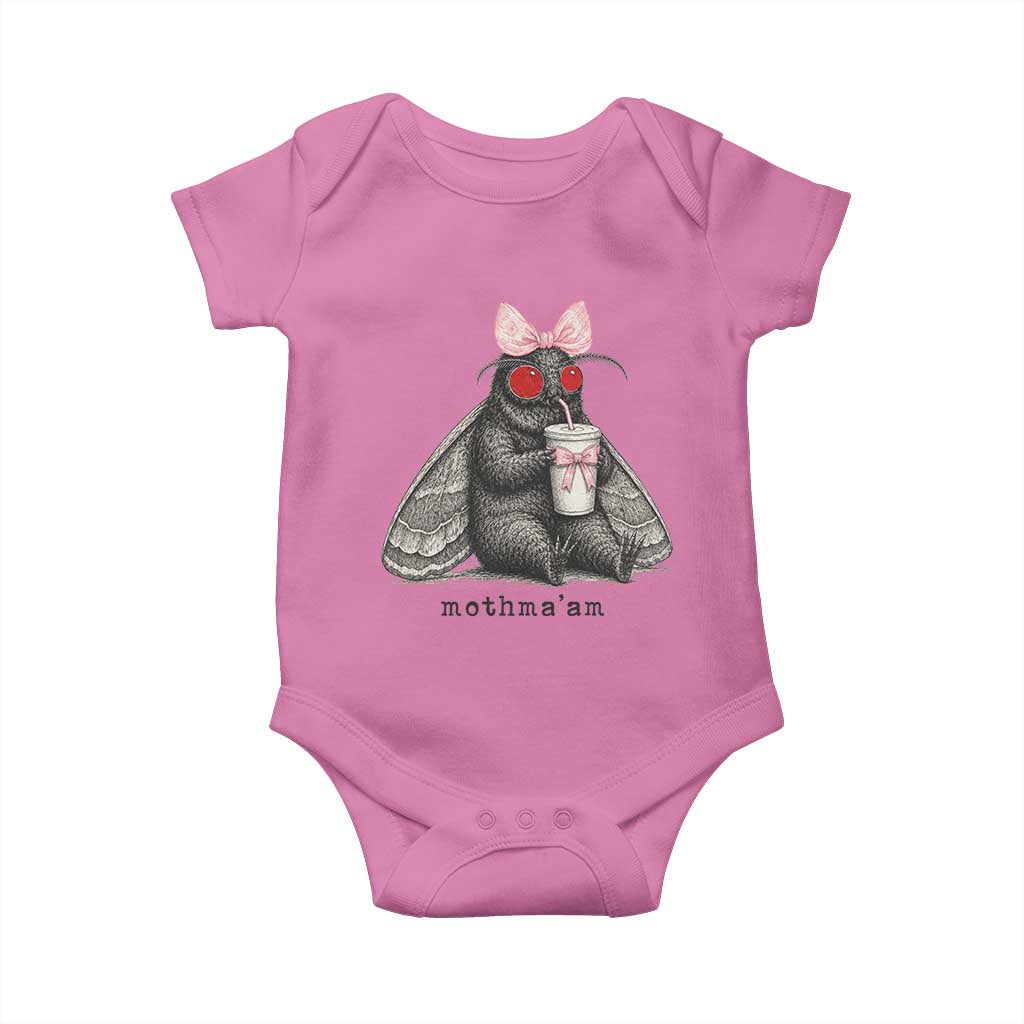 Funny Mothman Mothma'am Cute Pink Bow Coquette Baby Onesie