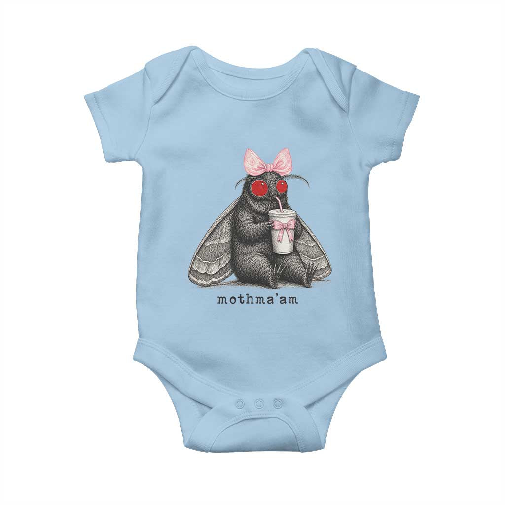 Funny Mothman Mothma'am Cute Pink Bow Coquette Baby Onesie