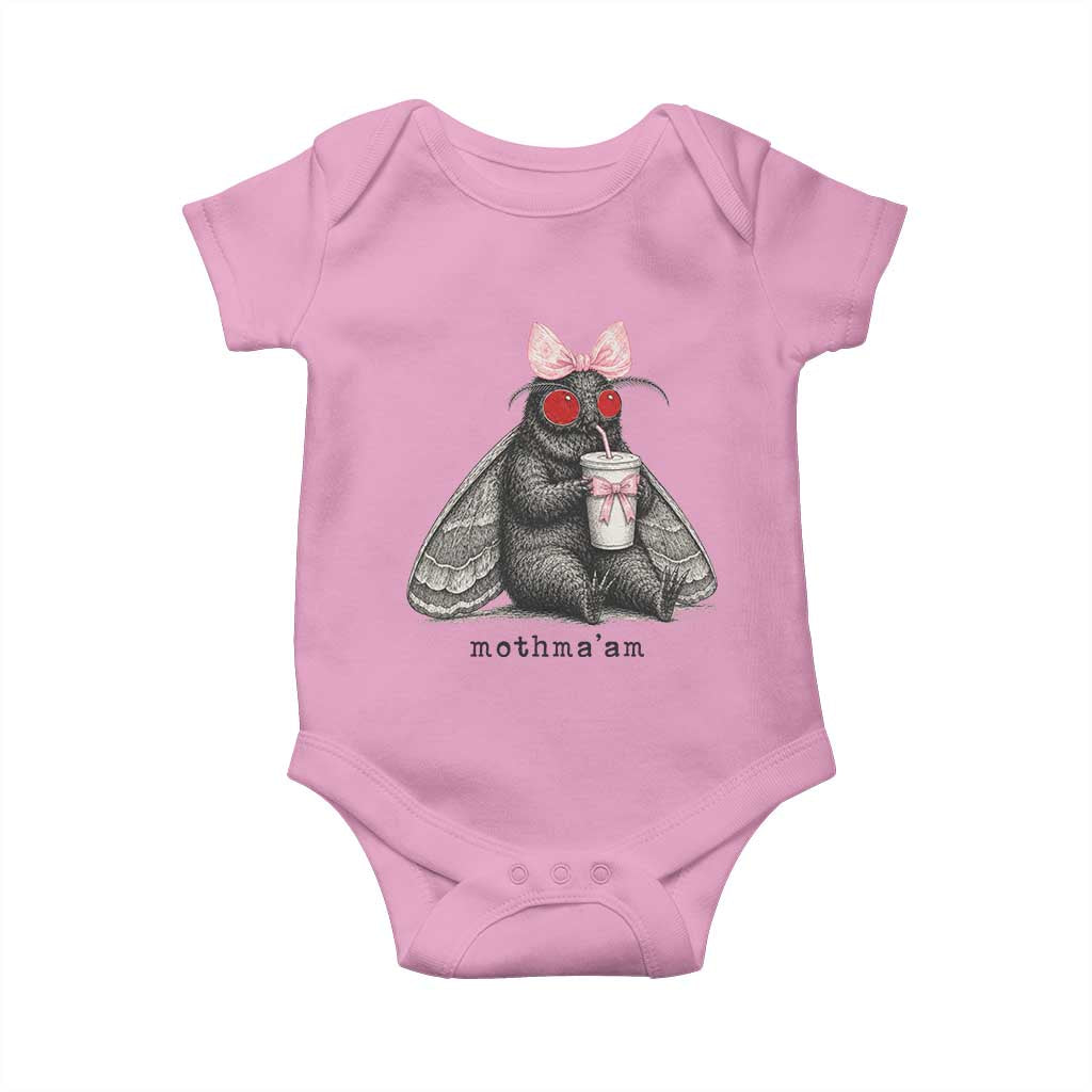 Funny Mothman Mothma'am Cute Pink Bow Coquette Baby Onesie