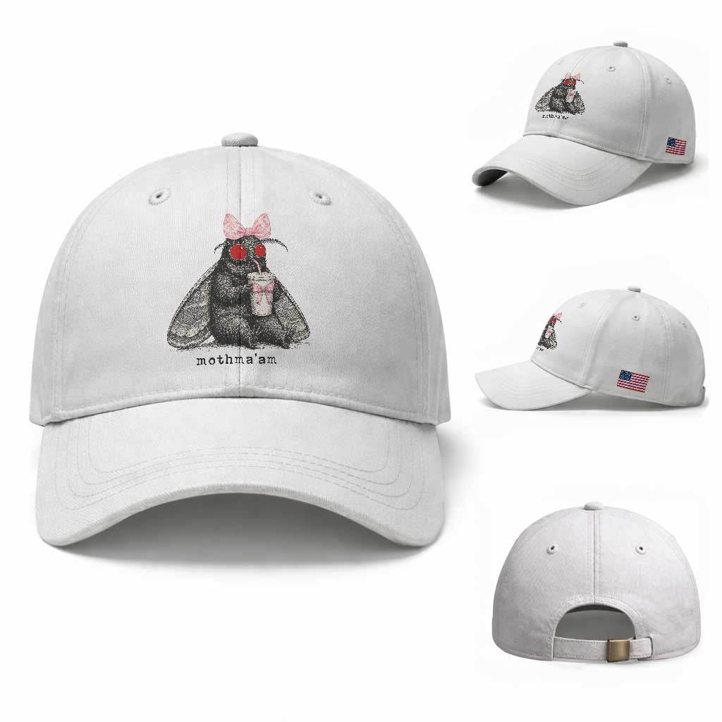 Funny Mothman Mothma'am Cute Pink Bow Coquette Baseball Cap