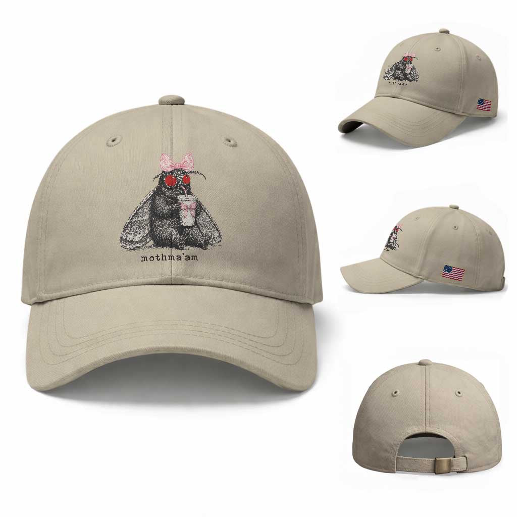 Funny Mothman Mothma'am Cute Pink Bow Coquette Baseball Cap