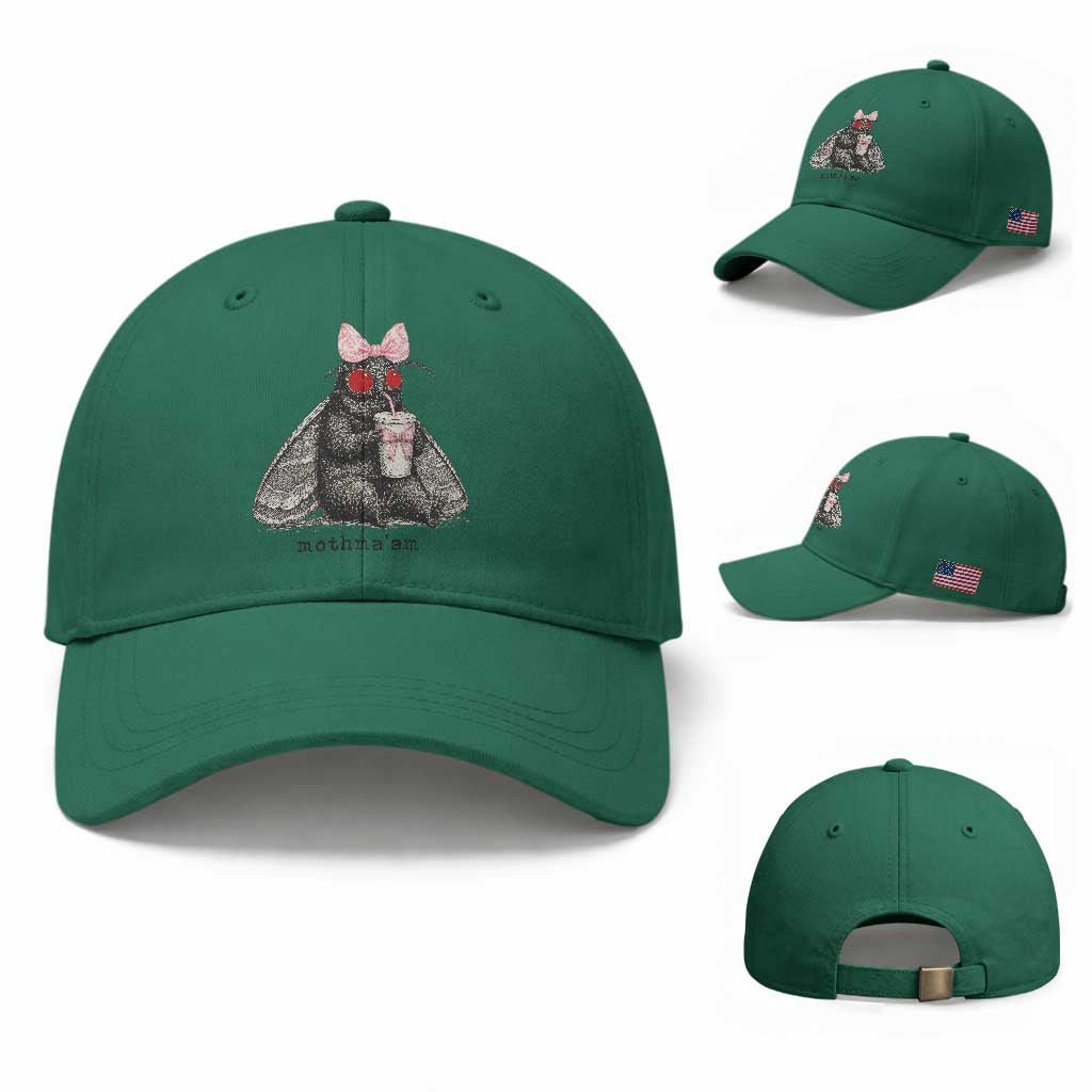 Funny Mothman Mothma'am Cute Pink Bow Coquette Baseball Cap