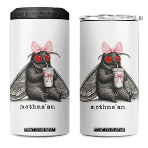 Funny Mothman Mothma'am Cute Pink Bow Coquette 4 in 1 Can Cooler Tumbler
