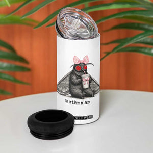 Funny Mothman Mothma'am Cute Pink Bow Coquette 4 in 1 Can Cooler Tumbler