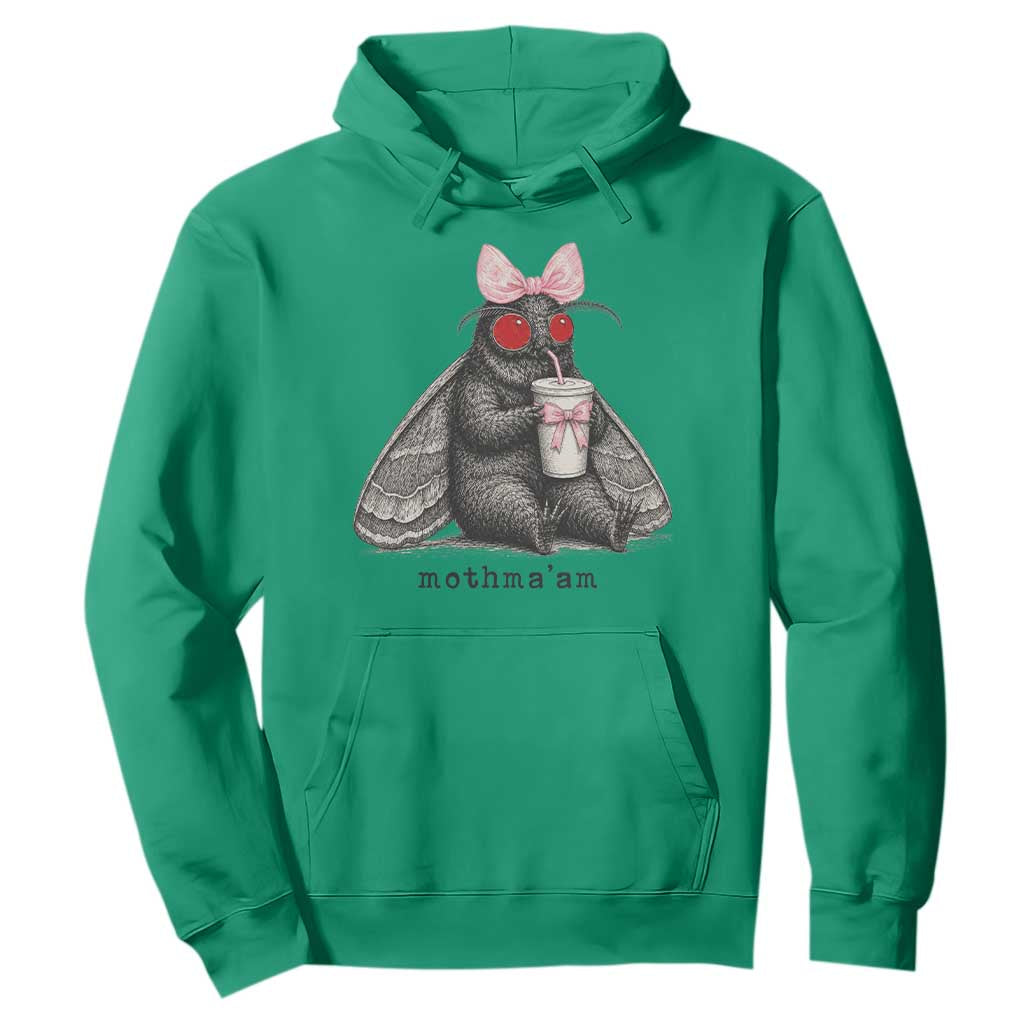 Funny Mothman Mothma'am Cute Pink Bow Coquette Hoodie