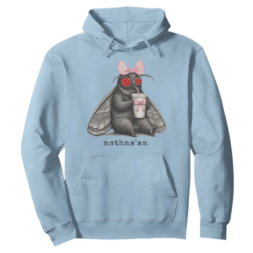 Funny Mothman Mothma'am Cute Pink Bow Coquette Hoodie