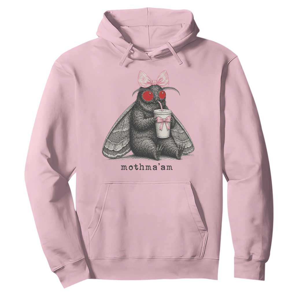 Funny Mothman Mothma'am Cute Pink Bow Coquette Hoodie