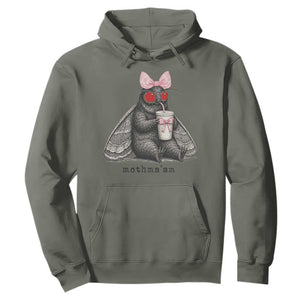 Funny Mothman Mothma'am Cute Pink Bow Coquette Hoodie