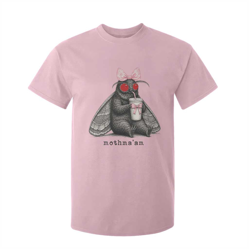 Funny Mothman Mothma'am Cute Pink Bow Coquette T Shirt For Kid