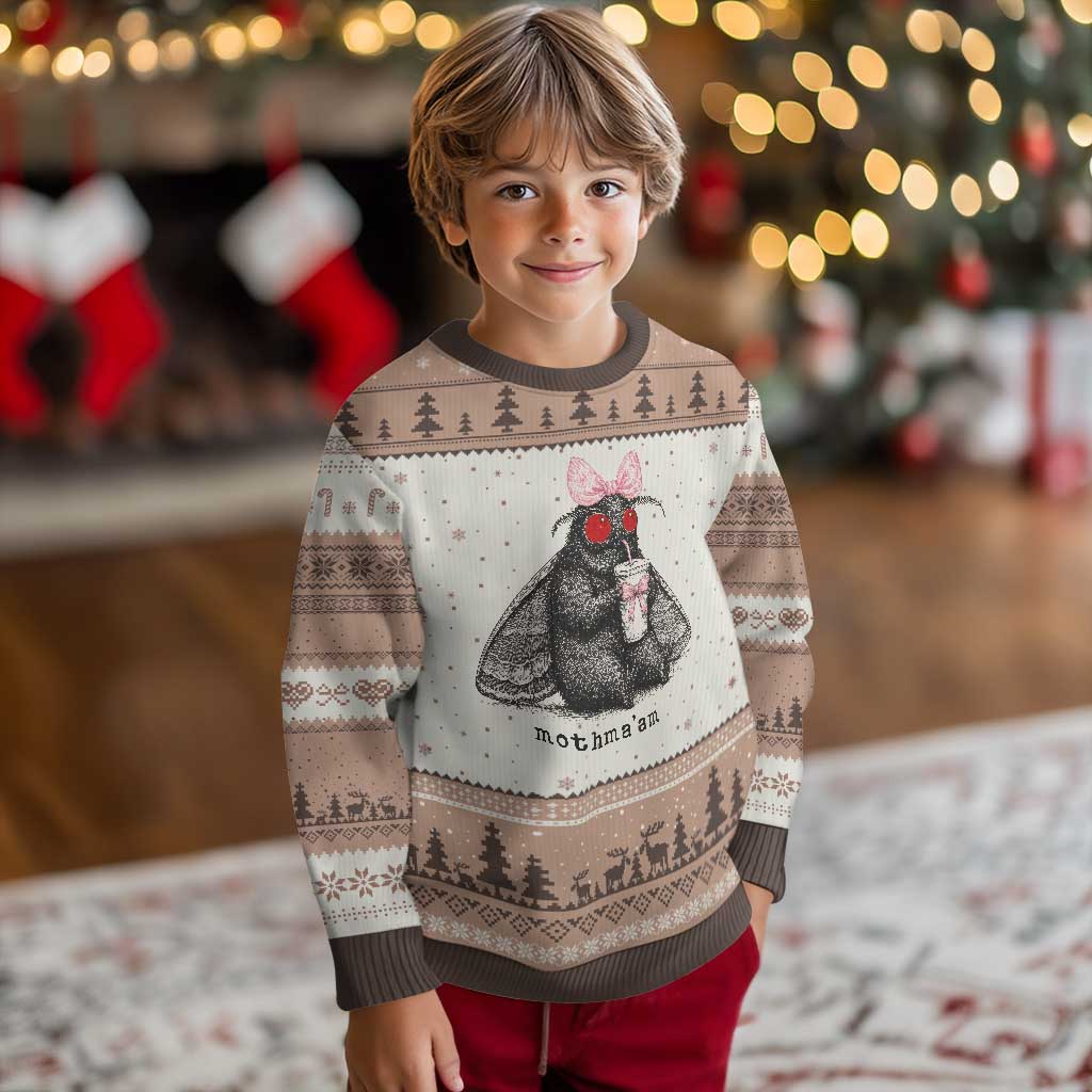 Funny Mothman Mothma'am Cute Pink Bow Coquette Ugly Christmas Sweater