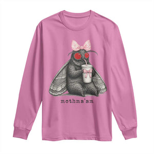 Funny Mothman Mothma'am Cute Pink Bow Coquette Long Sleeve Shirt