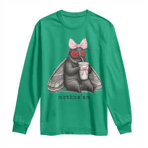 Funny Mothman Mothma'am Cute Pink Bow Coquette Long Sleeve Shirt