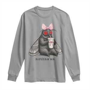 Funny Mothman Mothma'am Cute Pink Bow Coquette Long Sleeve Shirt