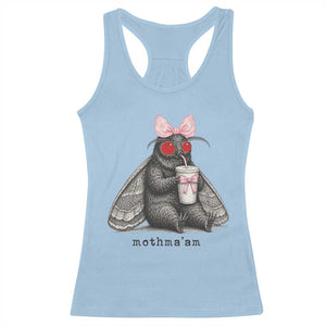 Funny Mothman Mothma'am Cute Pink Bow Coquette Racerback Tank Top