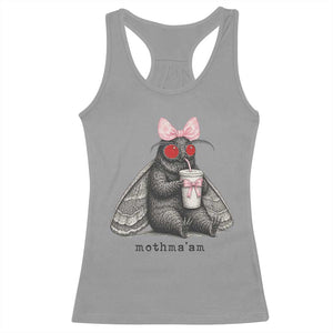Funny Mothman Mothma'am Cute Pink Bow Coquette Racerback Tank Top