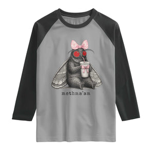 Funny Mothman Mothma'am Cute Pink Bow Coquette Raglan Shirt