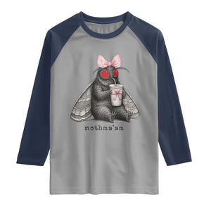 Funny Mothman Mothma'am Cute Pink Bow Coquette Raglan Shirt