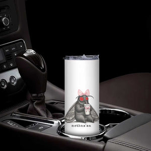 Funny Mothman Mothma'am Cute Pink Bow Coquette Skinny Tumbler