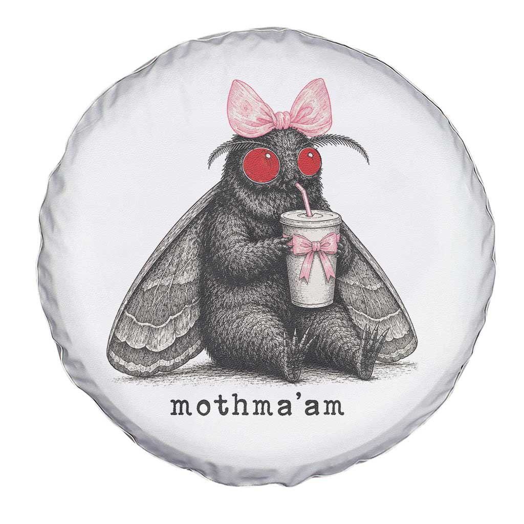 Funny Mothman Mothma'am Cute Pink Bow Coquette Spare Tire Cover TS11 Print Your Wear