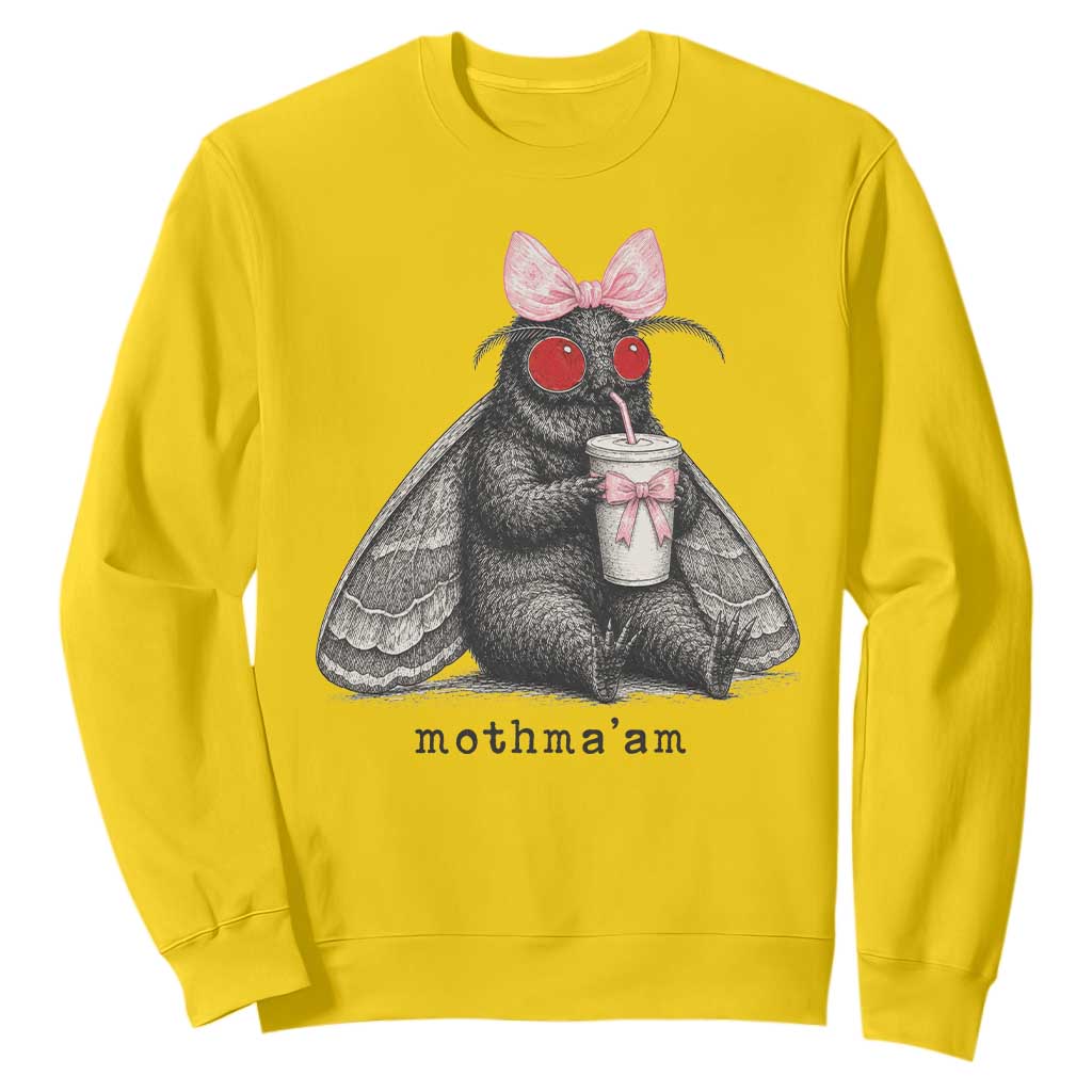 Funny Mothman Mothma'am Cute Pink Bow Coquette Sweatshirt