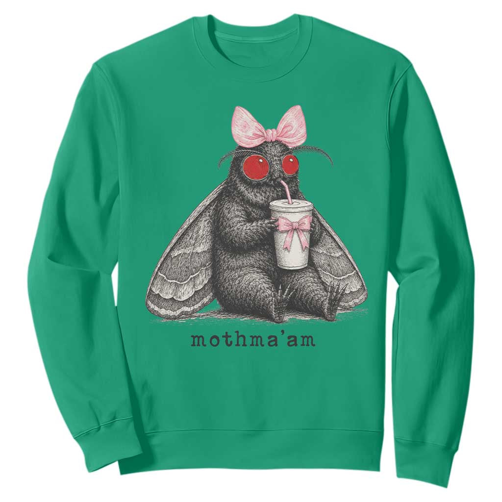Funny Mothman Mothma'am Cute Pink Bow Coquette Sweatshirt