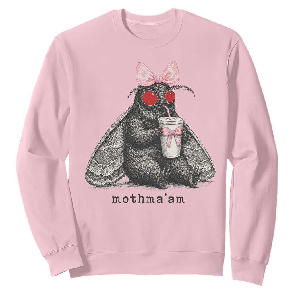Funny Mothman Mothma'am Cute Pink Bow Coquette Sweatshirt