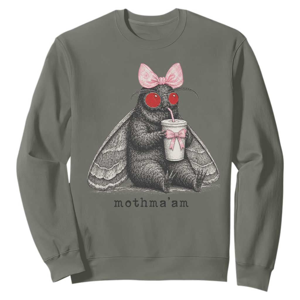 Funny Mothman Mothma'am Cute Pink Bow Coquette Sweatshirt