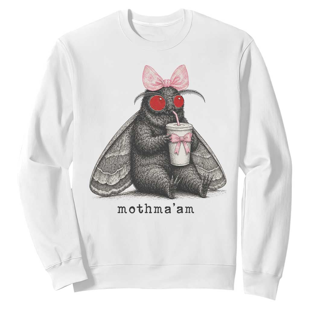 Funny Mothman Mothma'am Cute Pink Bow Coquette Sweatshirt