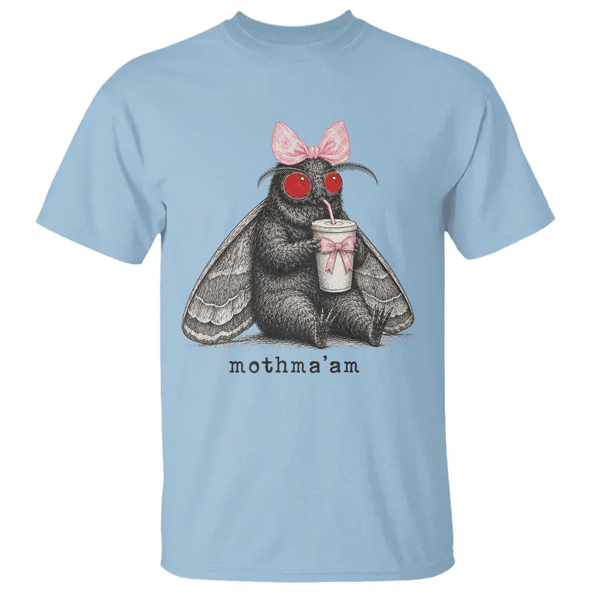 Funny Mothman Mothma'am Cute Pink Bow Coquette T Shirt