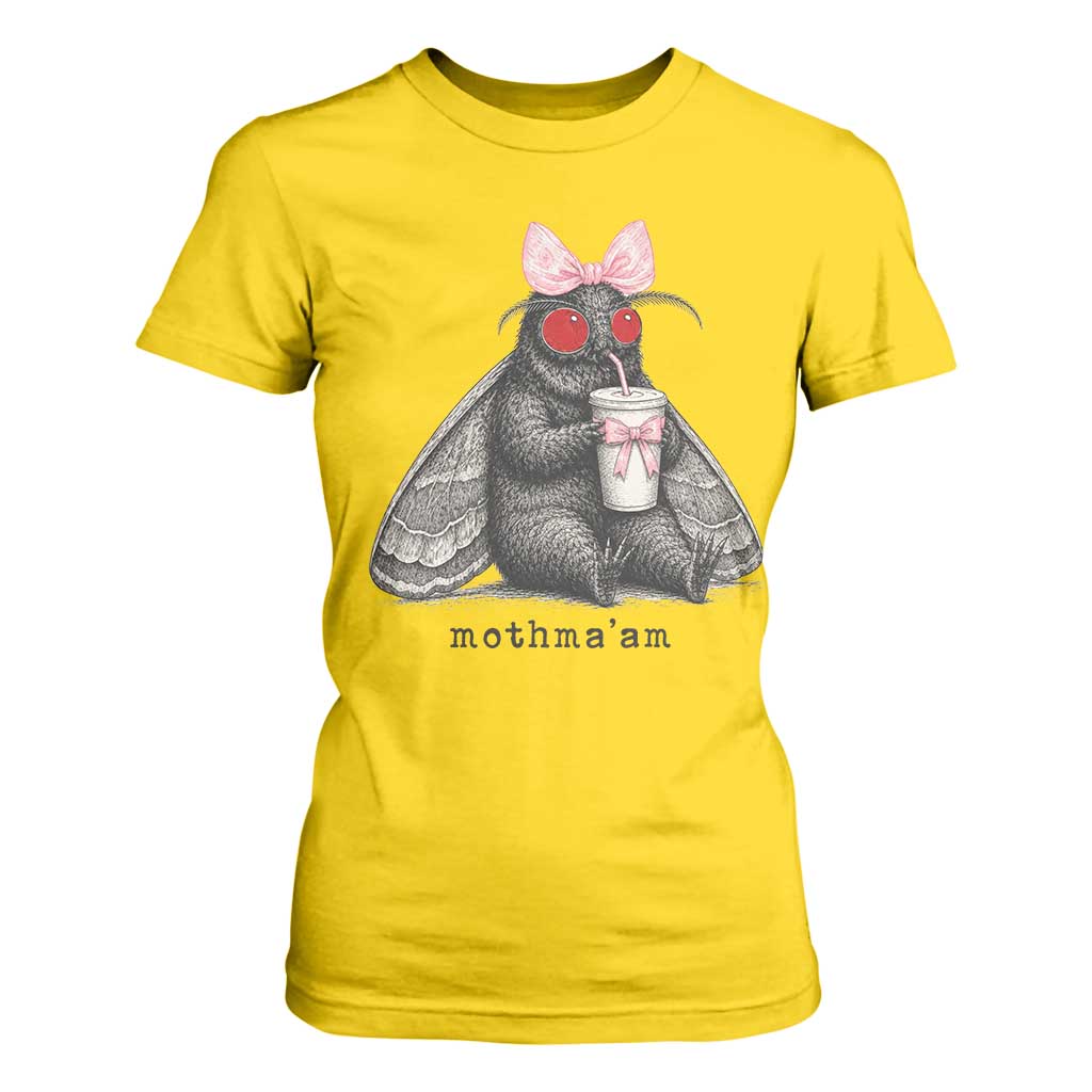 Funny Mothman Mothma'am Cute Pink Bow Coquette T Shirt For Women