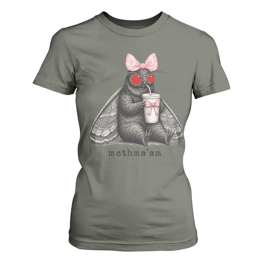 Funny Mothman Mothma'am Cute Pink Bow Coquette T Shirt For Women